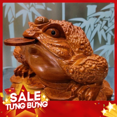 Tượng con cóc ngậm vàng hút tài lộc gỗ hương