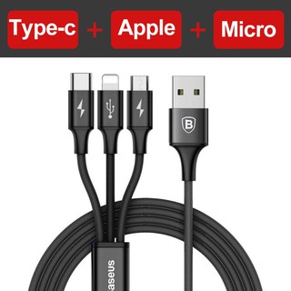 Cáp sạc 3 đầu: Apple-Type C-Micro hiệu Baseus