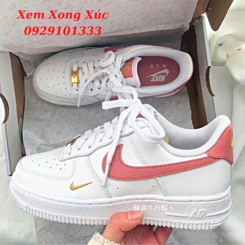 Giày AF1 Trắng Vệt Hồng, Giày Air Force 1 07 Essential Rust Pink Hàng Cao Cấp [ Full Box Bill ]