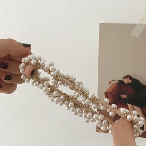 Dây buộc tóc nữ ngọc trai nhân tạo siêu xinh - Chun cột tóc đá lấp lánh ấn tượng - Phụ kiện tóc thời trang giá rẻ