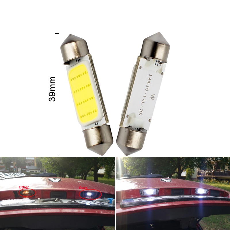 Bộ 10 Đèn Led Cob Dc12V 1.5w 31 / 36 / 39 / 41mm Ánh Sáng Trắng Trong Nhà / Xe Hơi