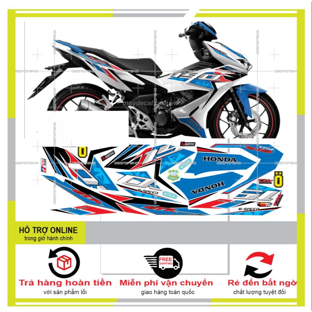 TEM XE WINNER X CHẾ TRẮNG XANH ĐỎ -- SHIN DECAL 2