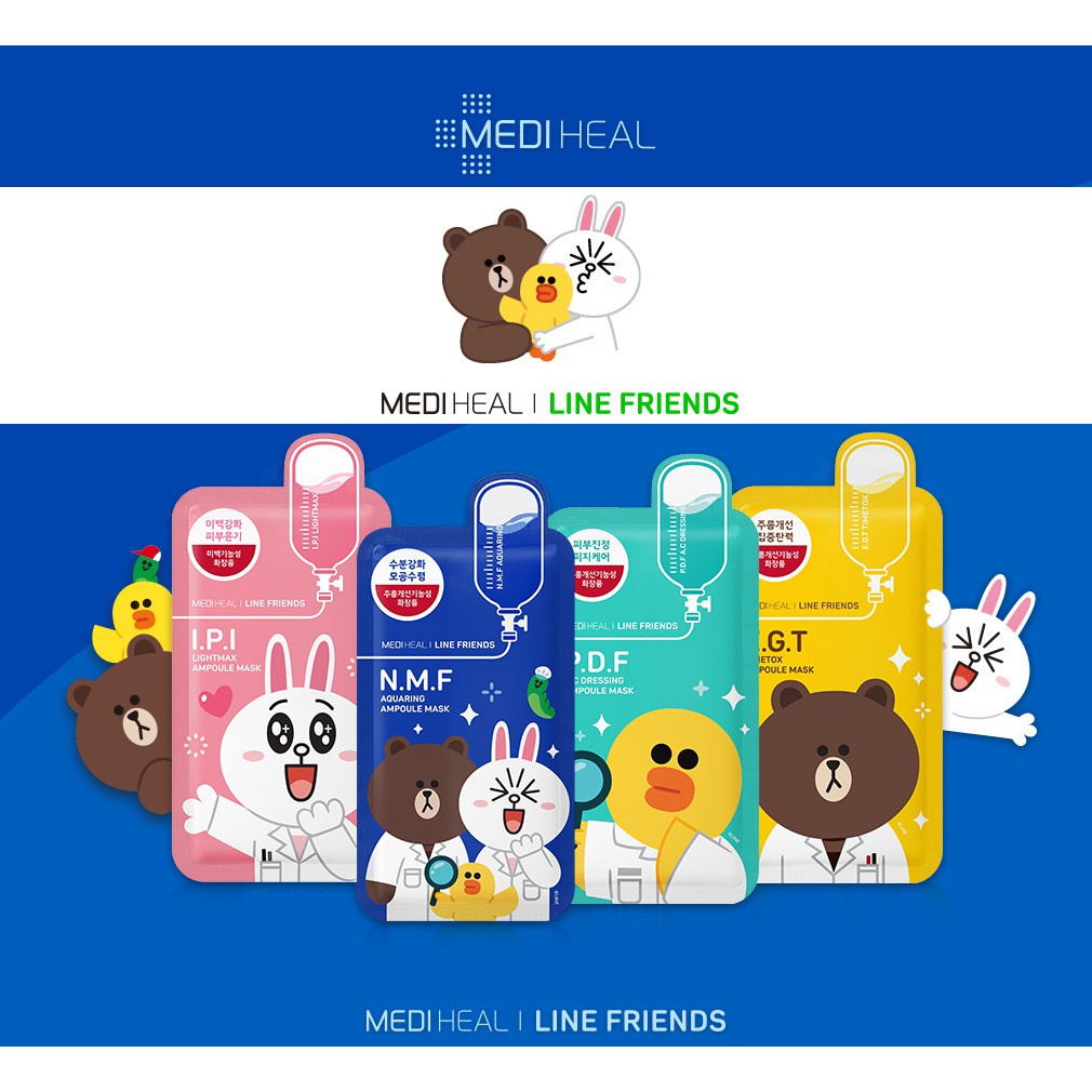 [CHÍNH HÃNG] Mặt nạ Mediheal Line Friends Gấu Thỏ Vịt Hàn Quốc