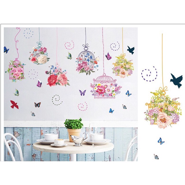 Decal dán tường dây treo giỏ hoa xinh xắn | BigBuy360 - bigbuy360.vn