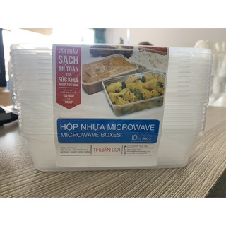 Combo 10 Hộp nhựa vuông 500ml Microwave ( Thuận Lợi )