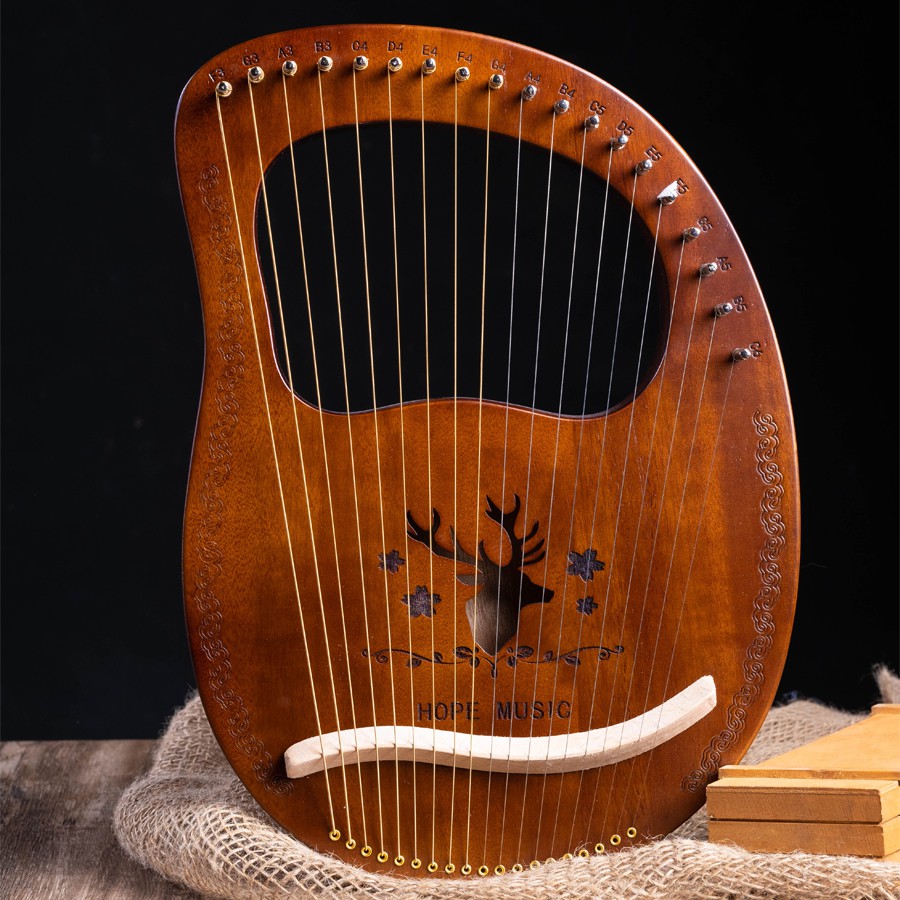 Đàn Lyre 19 dây hươu màu nâu Hope Music - Tặng kèm hộp chống sốc