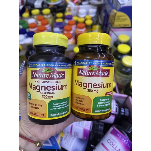 Magnesium glycinate-Viên Uống Bổ Sung Magie Nature Made Magnesium 200 Mg