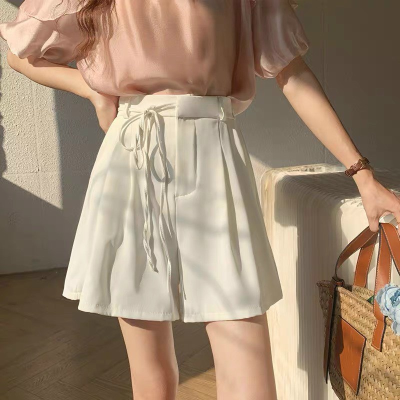 Quần Short Nữ Thắt Nơ Quần Đùi Nữ Ống Rộng Eo Cạp Sau Chun Phong Cách Hàn Quốc Chất Ru,by Hàn Thoáng Mát Min Xinh_mã 059