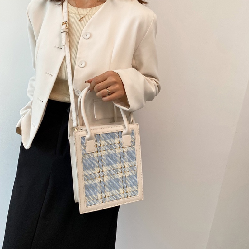 Túi đeo chéo IELGY cỡ lớn kẻ sọc caro cổ điển thời trang cho nữ