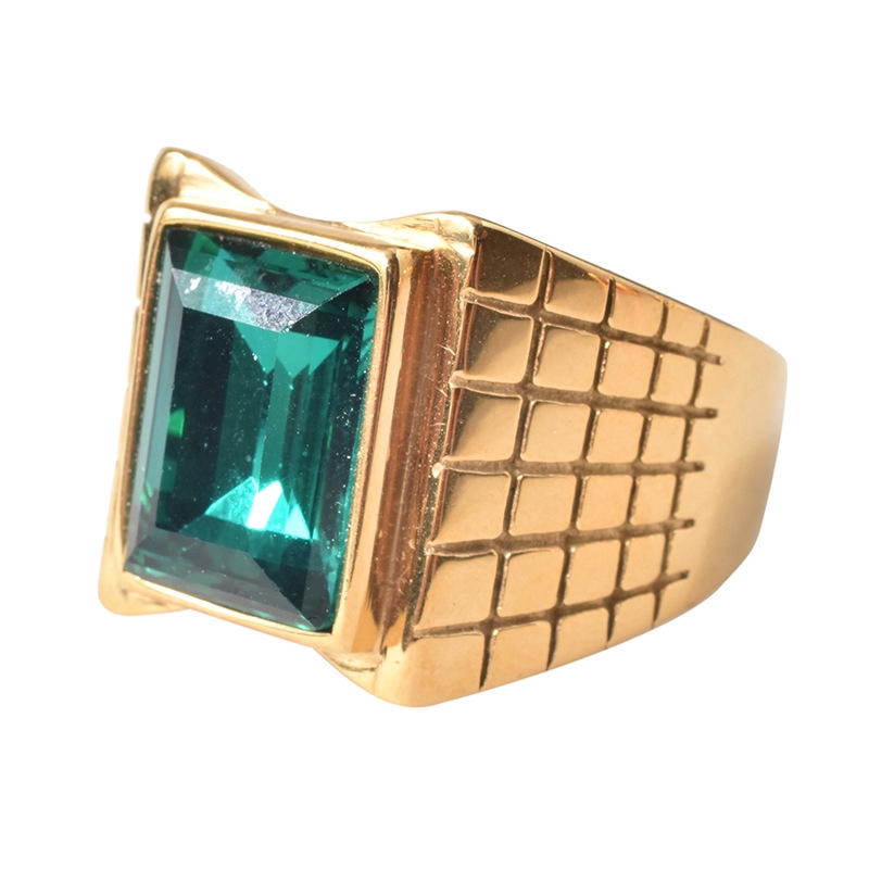 New Fashion Square Titanium Steel Gemstone Men's Jewelry Ring