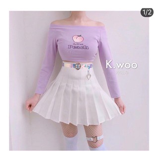 🤡Áo Croptop Bẹt Vai Peach
