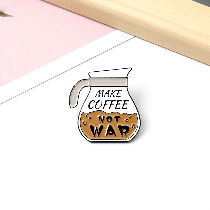 Ghim cài áo hình bình cà phê hoạt hình dễ thương