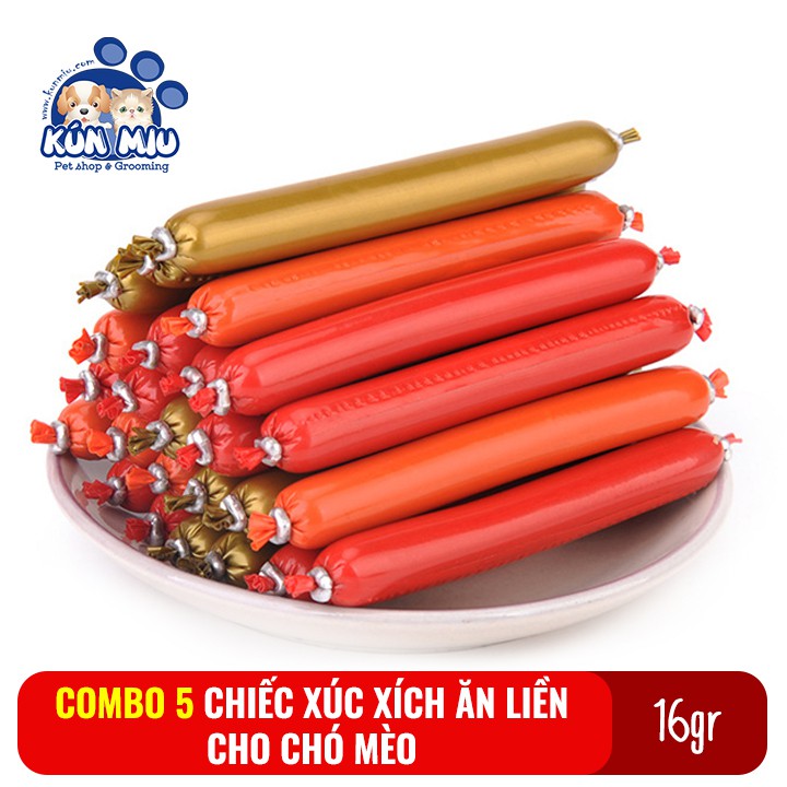 Combo 5 chiếc Xúc xích ăn liền cho chó mèo, hamster hương vị thơm ngon bổ dưỡng 16gr