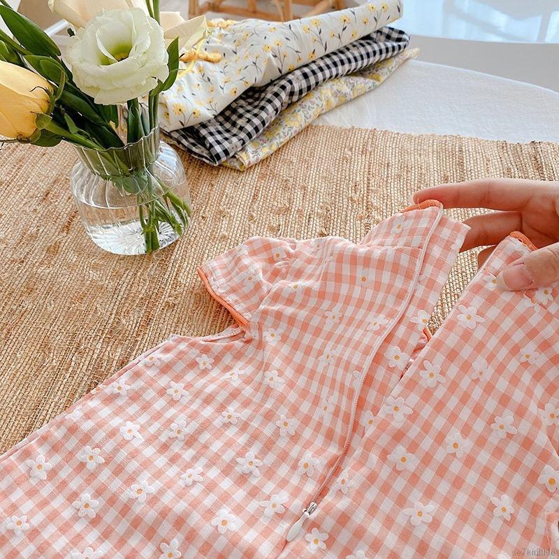 Đầm sườn xám tay ngắn in họa tiết tùy chọn màu sắc xinh xắn dành cho bé gái