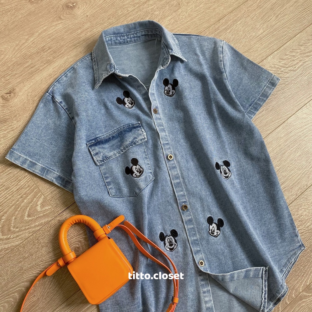 Áo Sơ Mi Vintage Jean Túi Ngực Form Rộng - Có Video Shop Quay - Titto Closet