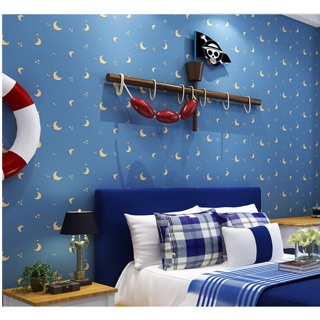 5m Decal giấy dán tường mặt trăng nền xanh