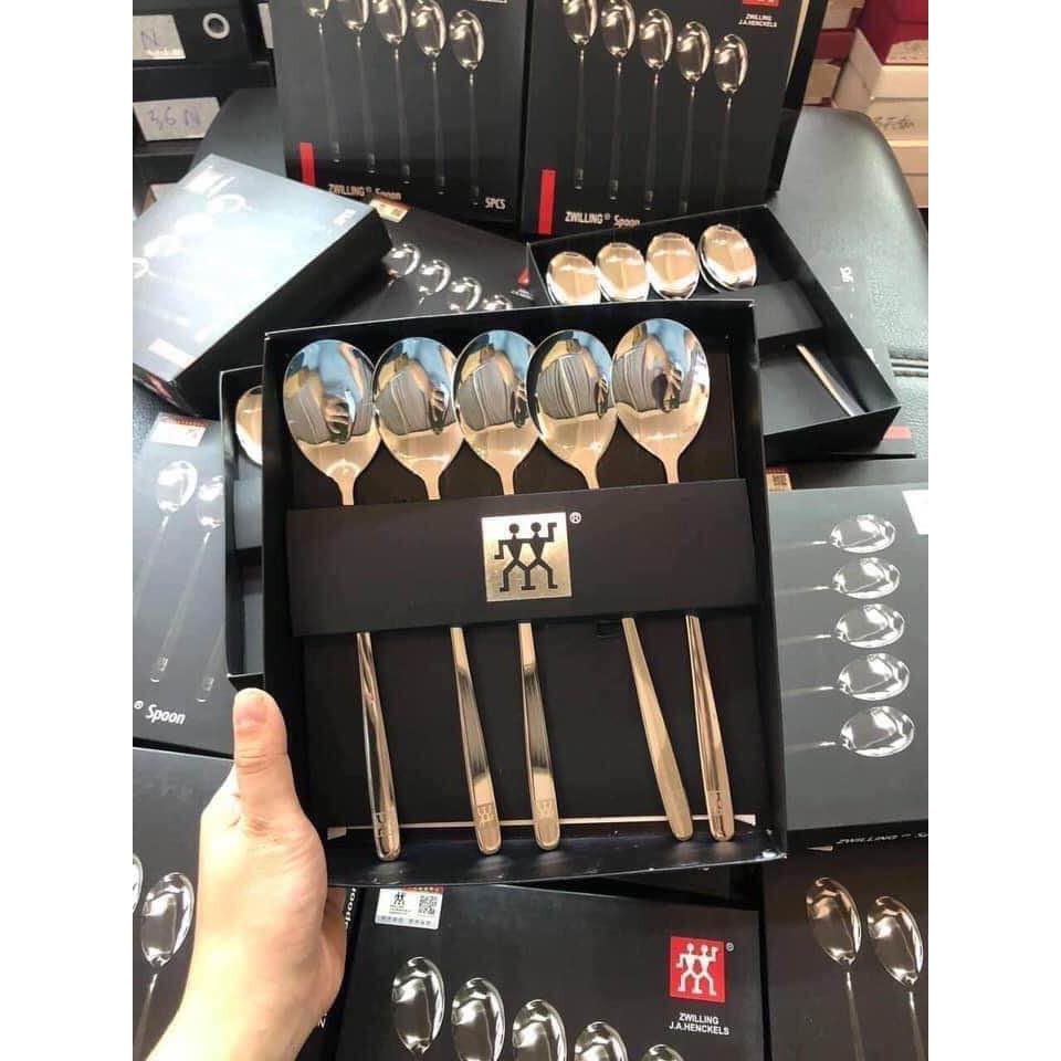 Hộp 5 chiếc thìa inox cao cấp sáng bóng  ( chuôi dài siêu cao cấp)