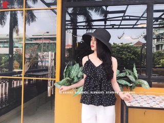 Áo hai dây bèo chấm bi