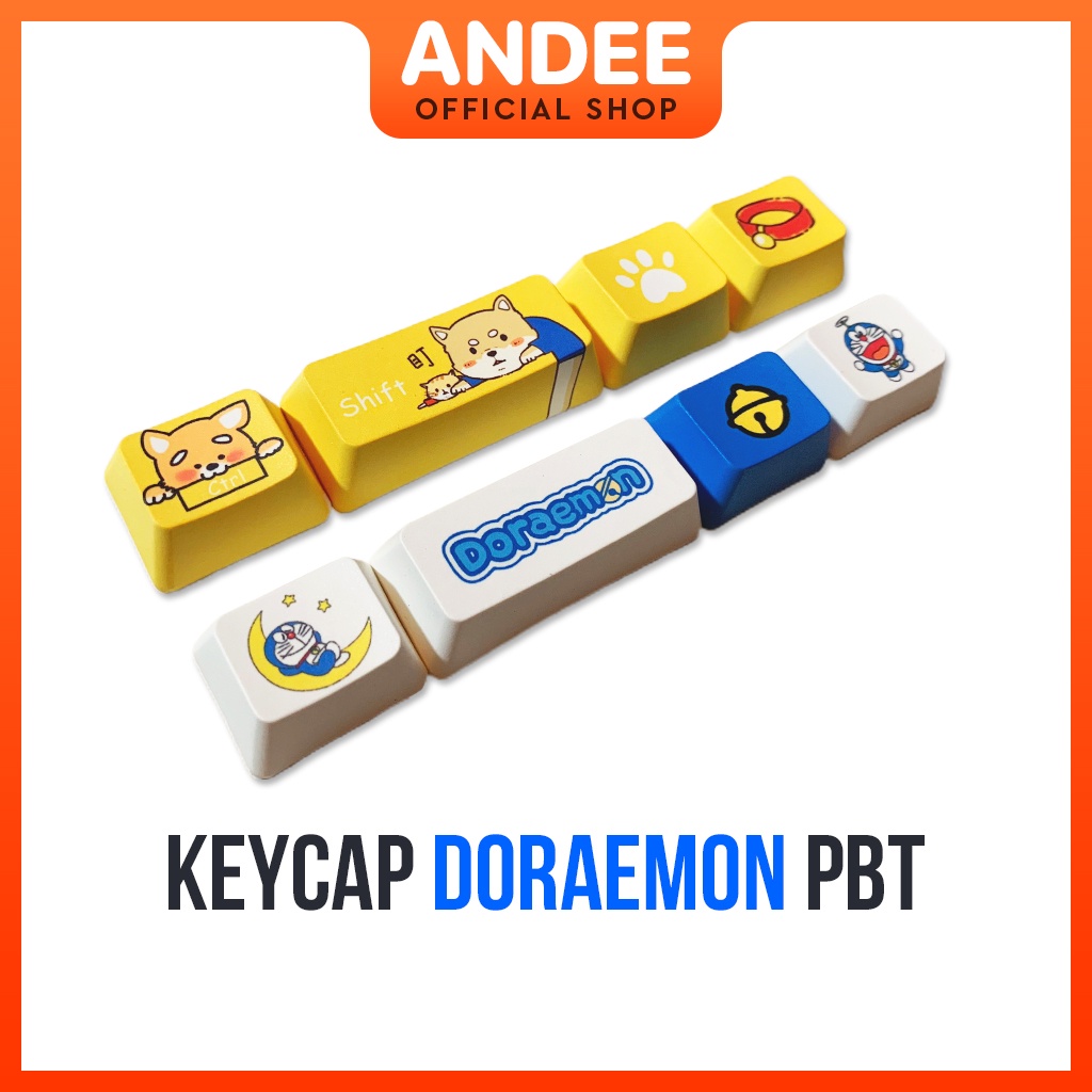 Keycap PBT in dyesub nhiều màu hoạt hình siêu dễ thương Shiba Inu - Doraemon