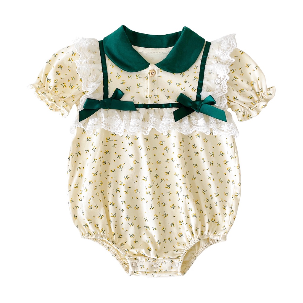 Áo liền quần SANLUTOZ cotton in họa tiết hoa thời trang mùa hè xinh xắn dành cho bé gái