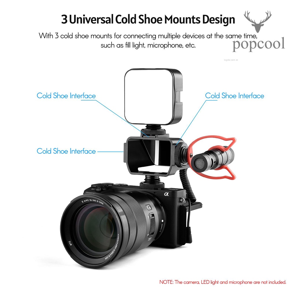 Gương Lật Andoer Màn Hình Máy Ảnh Vlog Với 3 Ngàm Gắn Đèn LED / Micro Mini Cho A6000 / A6300 / A6500 / A72 Series / A73 Series Z6 / Mis7 | BigBuy360 - bigbuy360.vn