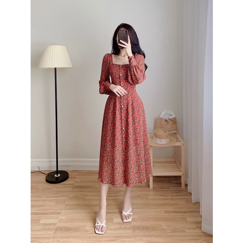 Váy đỏ dài tay_D062S1_LYNNA