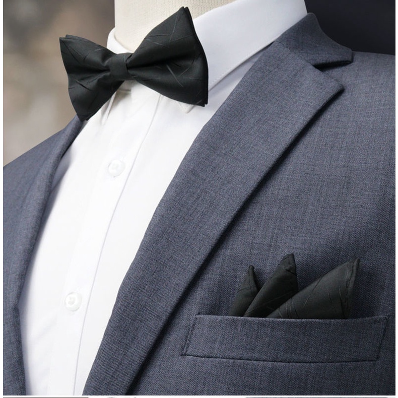Bộ Cà Vạt + Khăn Tay + Nơ Phong Cách Hàn Quốc Lịch Lãm Cho Chú Rể