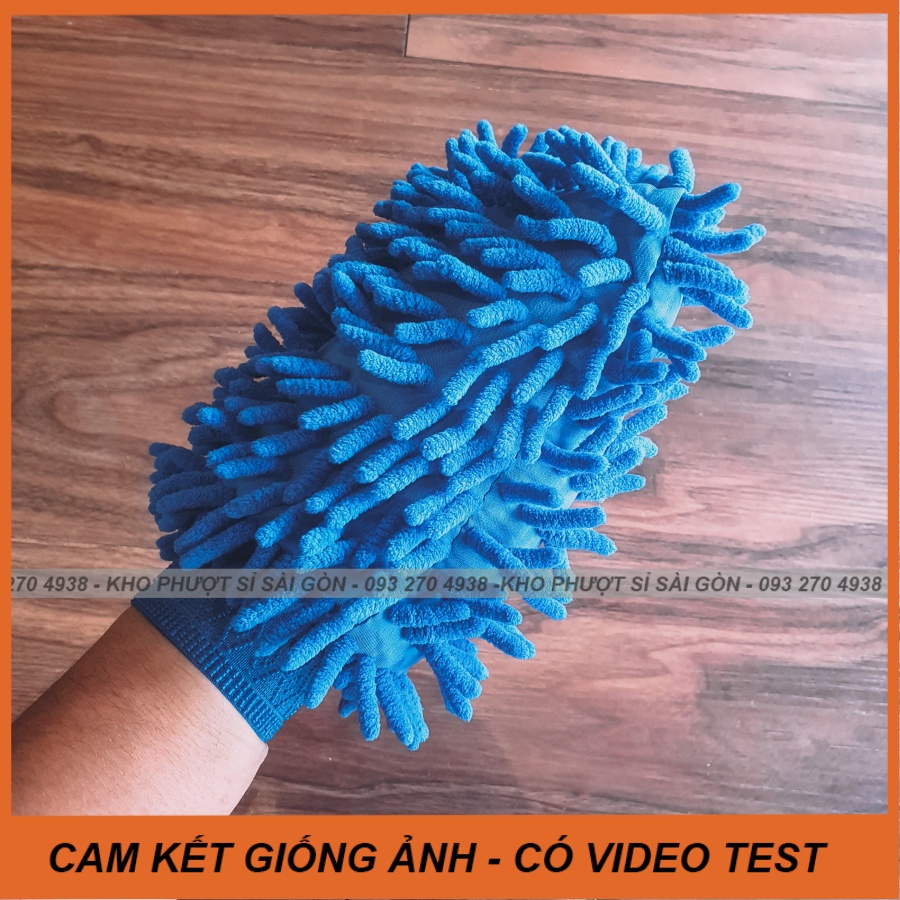 Găng tay bọt biển tạo bọt rửa xe máy - Bao tay rửa xe máy ôtô tua rua đánh bọt xà bông