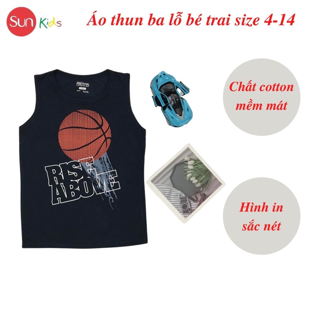 Áo thun bé trai, áo ba lỗ bé trai chất cotton, nhiều màu, Size 4 - 14 tuổi - SUNKIDS