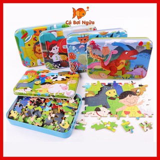 Đồ chơi xếp hình 120 mảnh gỗ hộp thiếc/Đồ chơi xếp hình puzzle cho bé