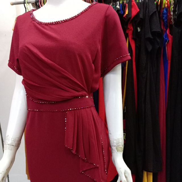 Đầm dự tiệc trung niên sang trọng thiết kế BM đầm dáng suôn ôm nhẹ