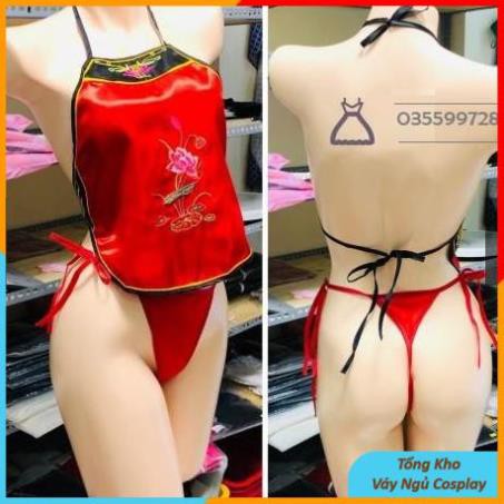 Áo Yếm Ngủ Nữ Thêu Hoa Gợi Cảm, Yếm Ngủ Thôn Nữ Chất Phi Lụa Phong Cách Cổ Trang Cosplay Sexy - Y600 TKVN | BigBuy360 - bigbuy360.vn
