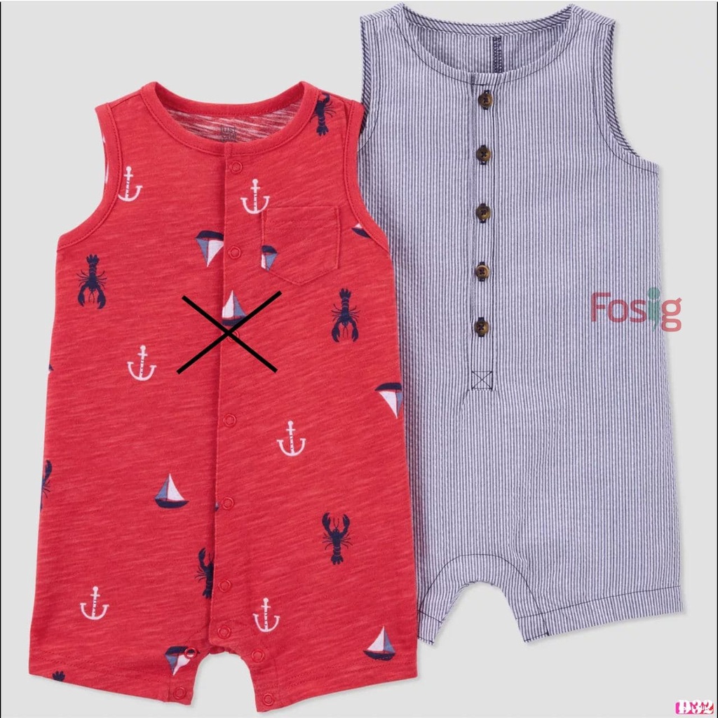 [4-8kg ; 11-12kg] Romper Đùi Bé Trai Cter - Sọc Navy Nhỏ D32