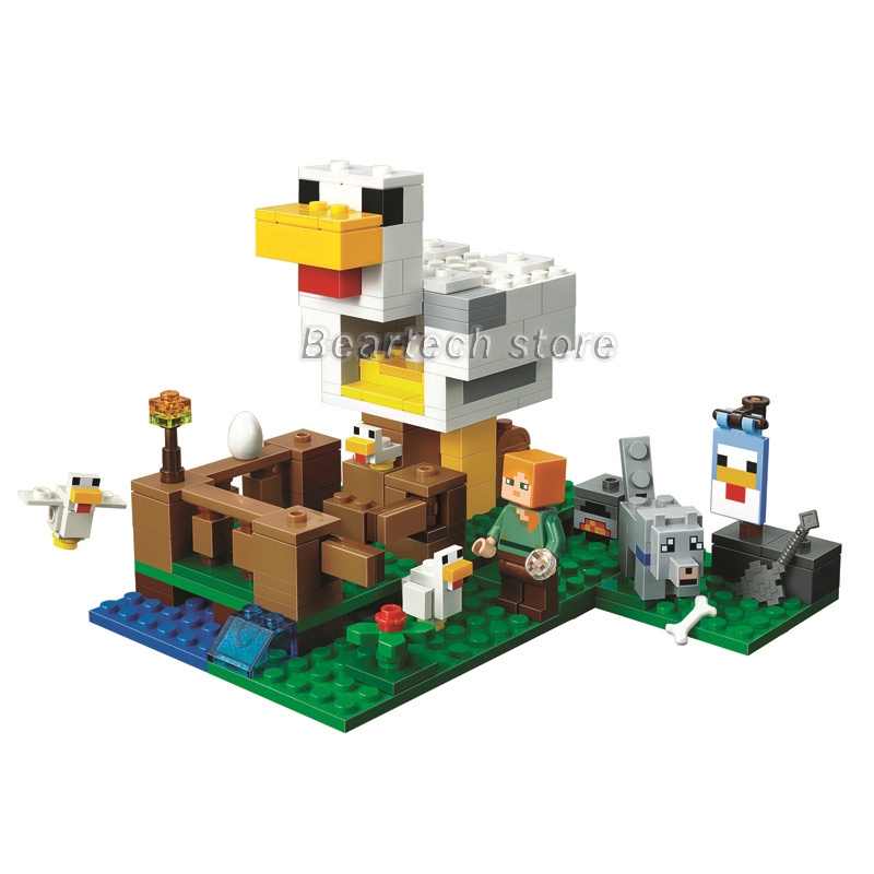 21140 Lego Minecraft Building Block The Chicken Coop Bricks My World Series Action Figures Gifts Kids Toys for Children 18035