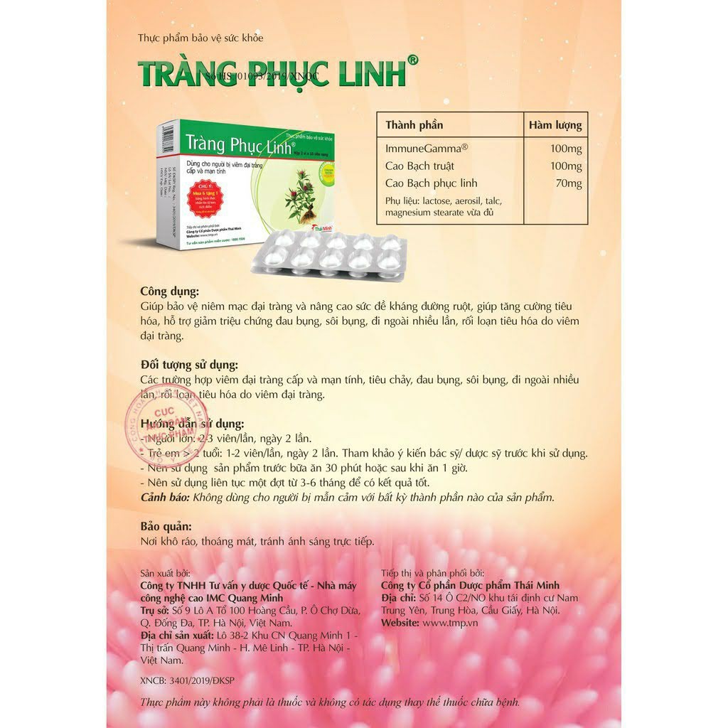 Tràng Phục Linh Xanh - Thực phẩm bảo vệ sức khỏe Tái Tạo Và Phục Hồi Niêm Mạc Đại Tràng