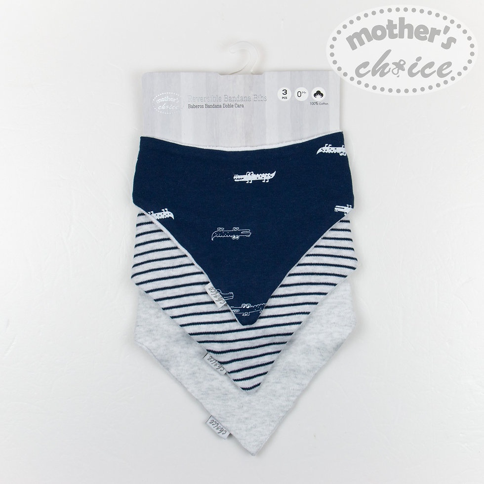 Set Yếm cho bé trai bé gái 3 chiếc màu xanh Mother's Choice - yếm tam giác chất liệu mặt trước 100% cotton IT11682