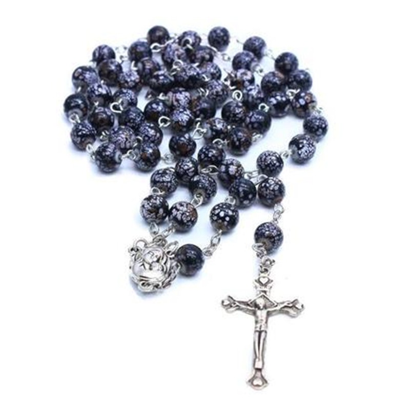 1 Dây Chuyền Chuỗi Hạt Dài Mặt Kính Hình Thánh Giá Bằng Rosary Virgin Mary Dành Cho Nữ