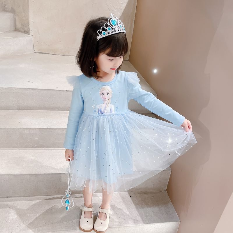 Đầm Công Chúa Aisha Tay Dài Thiết Kế Dễ Thương Cho Bé Gái Từ 1-9 Tuổi