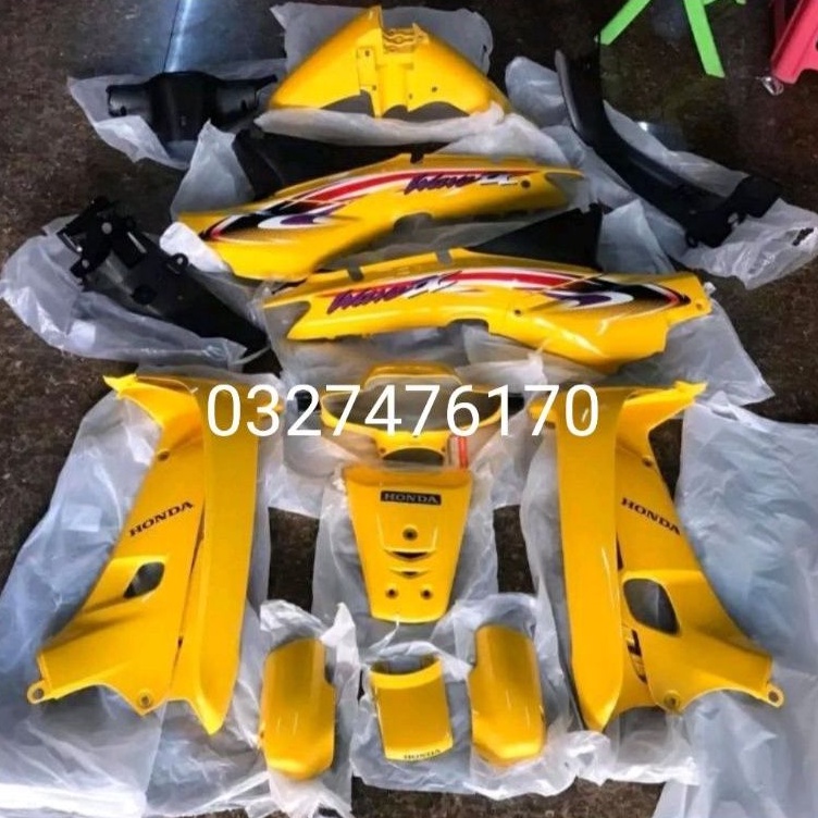 Bộ nhựa dàn áo xe WAVE Alpha đời đầu màu vàng zin honda