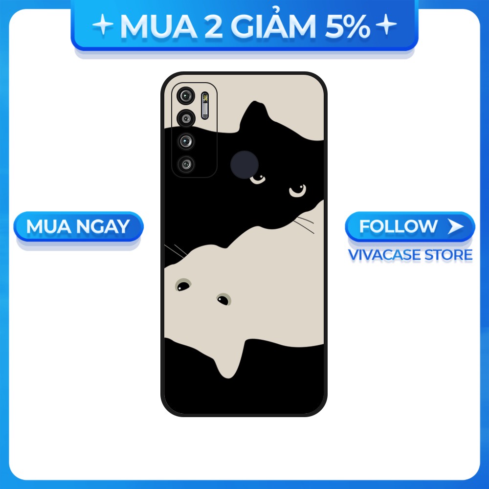 Ốp lưng Vsmart Joy 3/Joy 4/Active 3/Bee 3/Live/...dẻo đen hình Mèo trắng đen