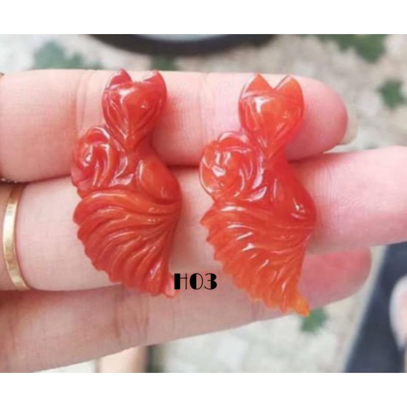 Vòng cổ hồ ly cửu vĩ (9 đuôi) đá N. huyết chế tác thủ công hoàn toàn tự nhiên may mắn, công việc tình duyên lứa đôi