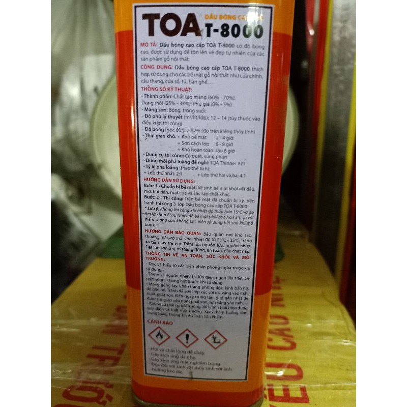 DẦU BÓNG TOA T-8000 850ML