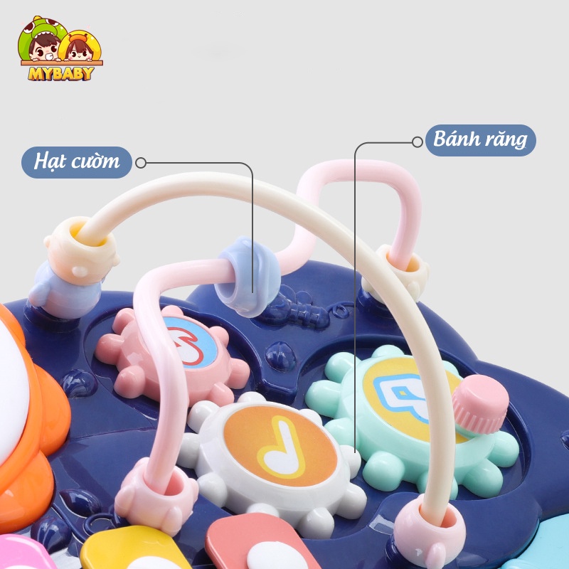 Đàn Piano Cho Bé Thông Minh Đa Năng, Có Đèn Nhạc, Điện Thoại, Trống, Vòng Xoay, Kích Thích Trí Thông Minh, Mybaby