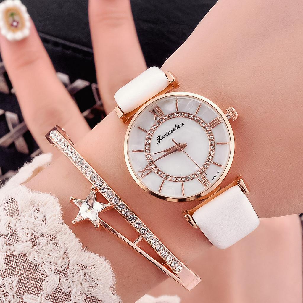 Đồng Hồ Nữ Dây Da Mặt Đá Hoa Cương Thời Trang