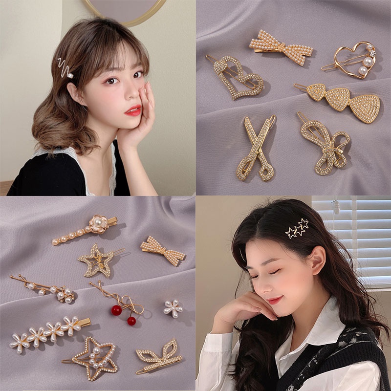 Kẹp tóc hình hoa nhỏ đính đá phong cách Retro Hàn Quốc