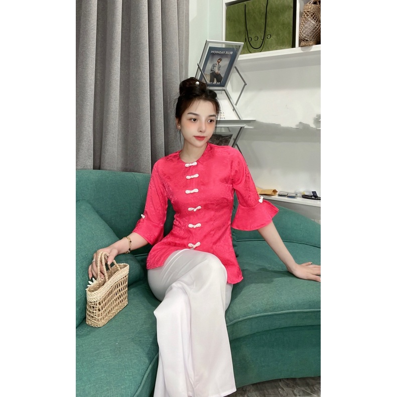 ÁO BÀ BA LỤA GẤM TAY XÒE