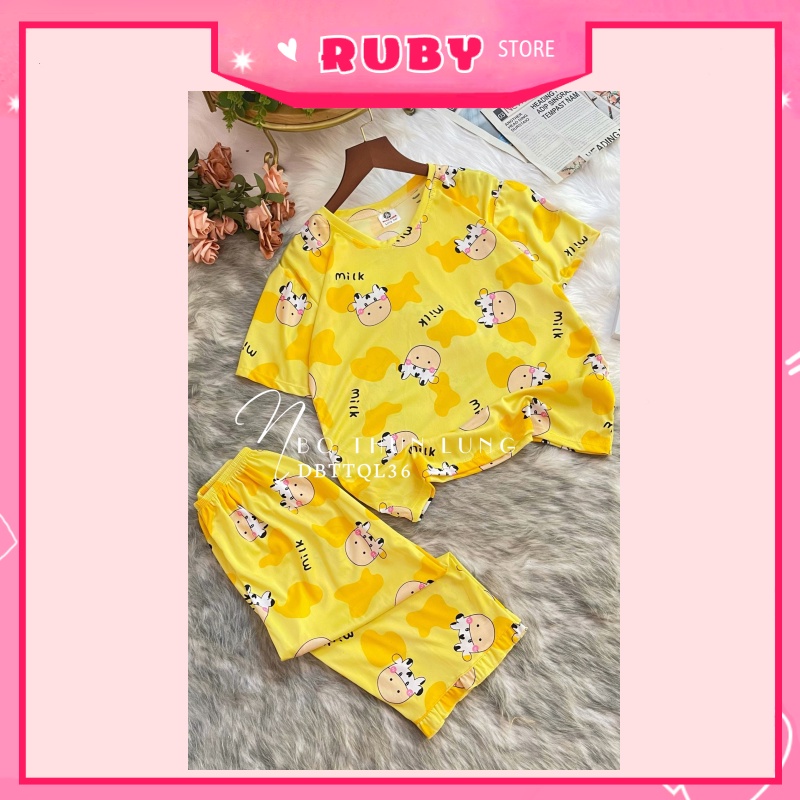 Đồ bộ nữ mặc nhà Free Size mẫu hoạt hình dễ thương, chất thun mềm mịn mát ❤ Rubystorevn