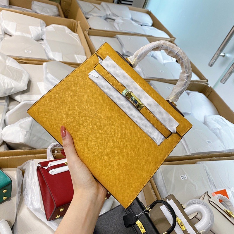 túi chữ H tag vàng size 25 da trơn kèm phụ kiện đầy đủ 2225#