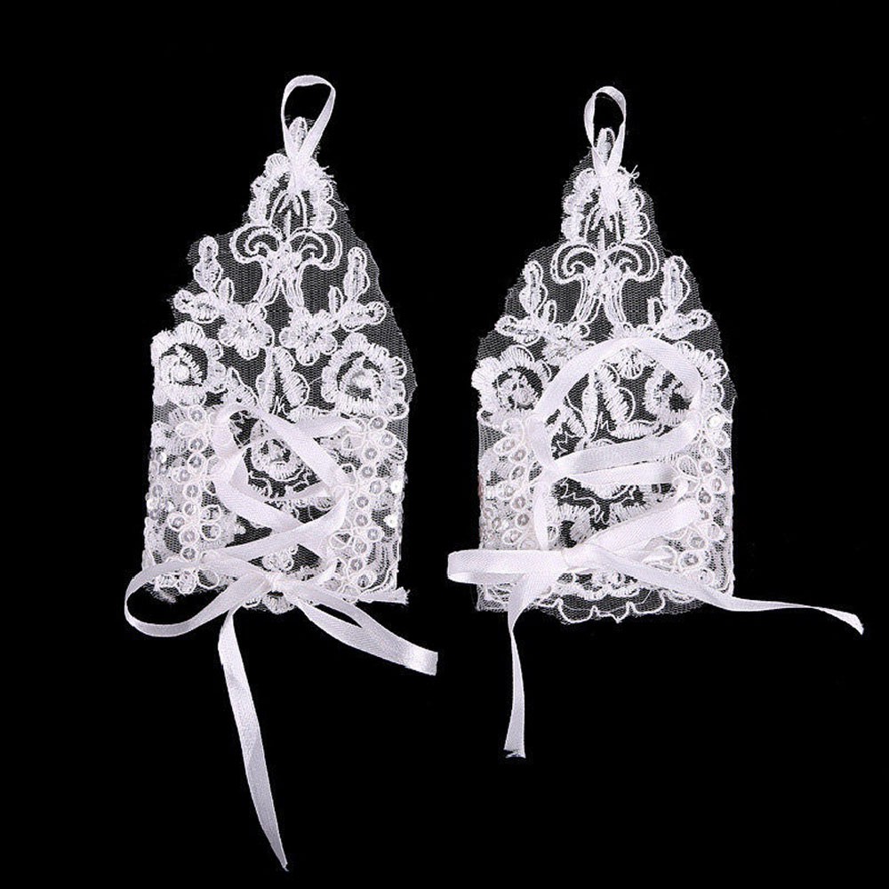 Găng tay cô dâu đính đá phối ren thời trang sang trọng