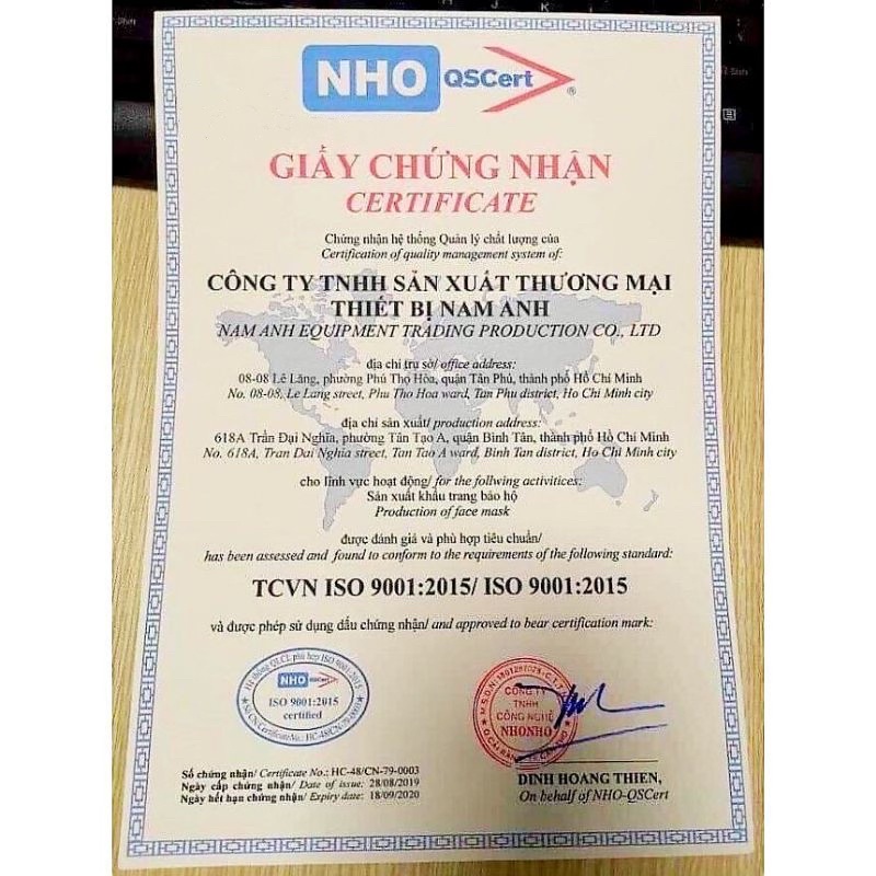 Khẩu trang 5D Nam Anh kháng khuẩn 99% - lọc bụi mịn tiêu chuẩn PM2.5
